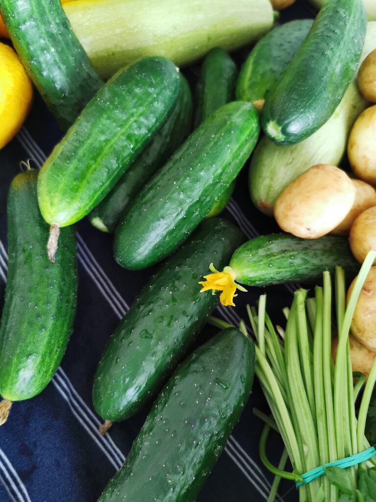 vegetables, cucumbers, greens